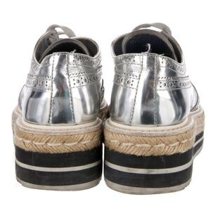 Prada Silver Espadrille Platform Shoes